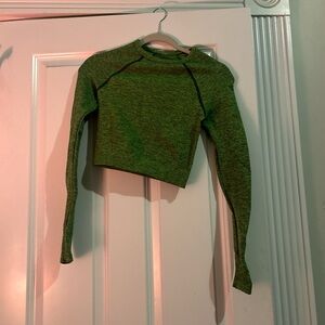 Fabletics Olive Long Sleeve Crop Top